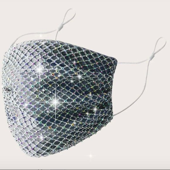 The Wild Clover Accessories - GRAY RHINESTONE FACE MASK